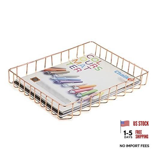 Multipurpose A4 File Tray Wire Desk Tray Organizer Elegant Letter Rose Gold