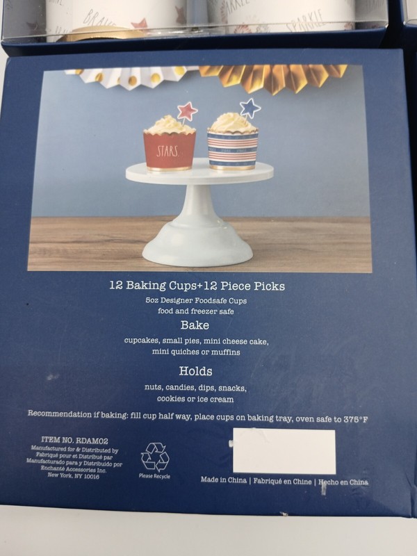 (Lot Of 4) Rae Dunn Baking Cups & Picks Stars Sparkle Fireworks Independence Day gallery