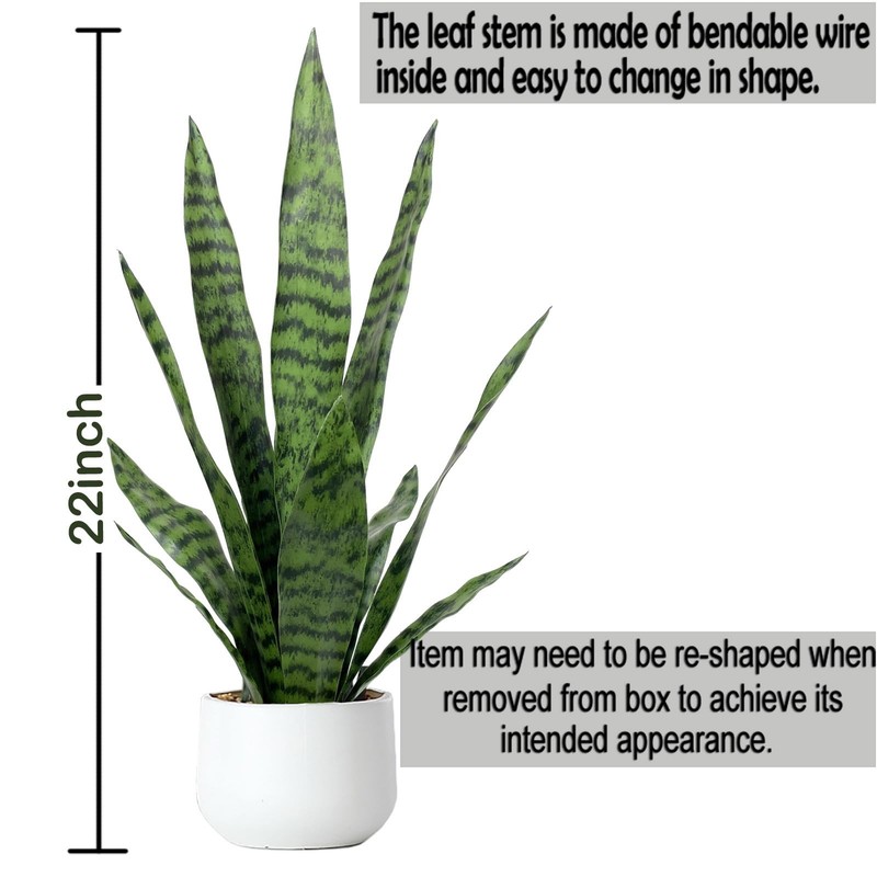 Bird Fiy Artificial Snake Plant 22.5 Faux Agave Fake Sansevieria Artificial gallery