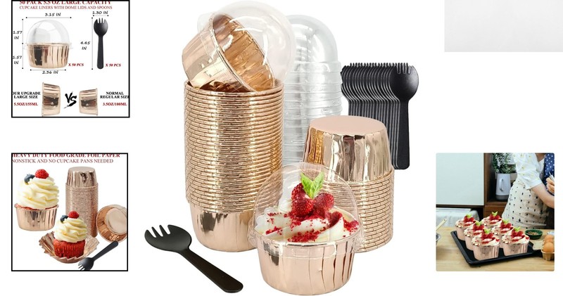 Versatile 50 Pack Mini Baking Cups with Lids - Ideal for Events and Catering gallery