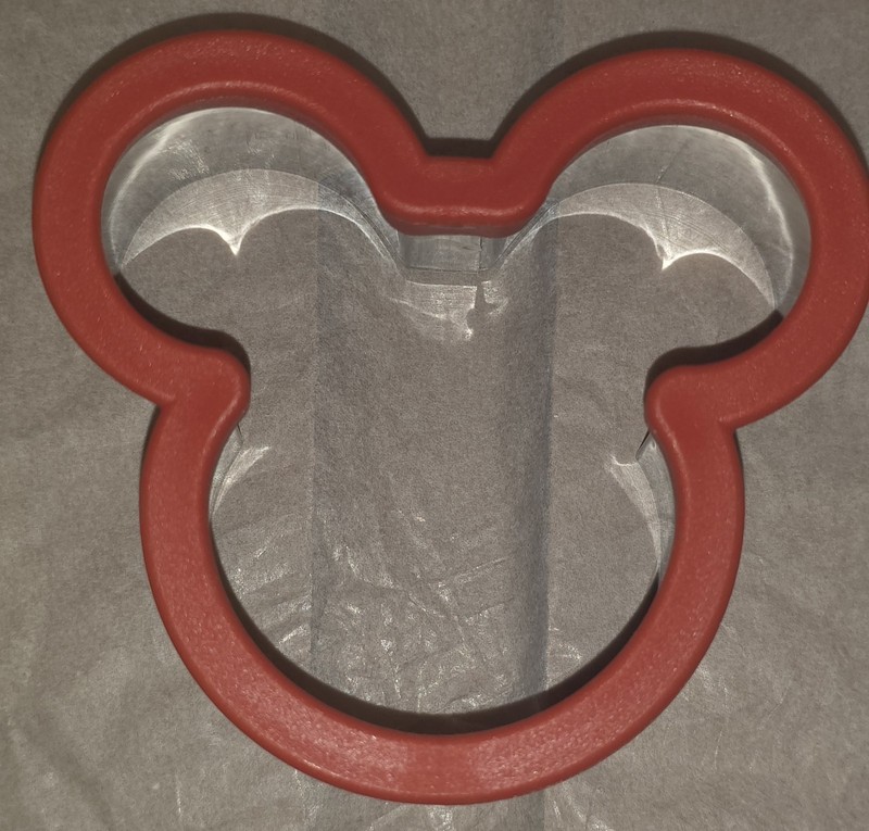 Red 4 in Mickey Mouse comfort grip cookie cutter easy clean
