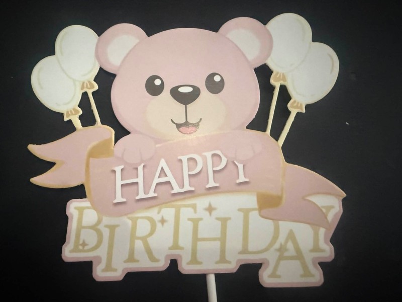 *(C80) 1 x HAPPY BIRTHDAY BEAR CAKE TOPPERS for birthday party