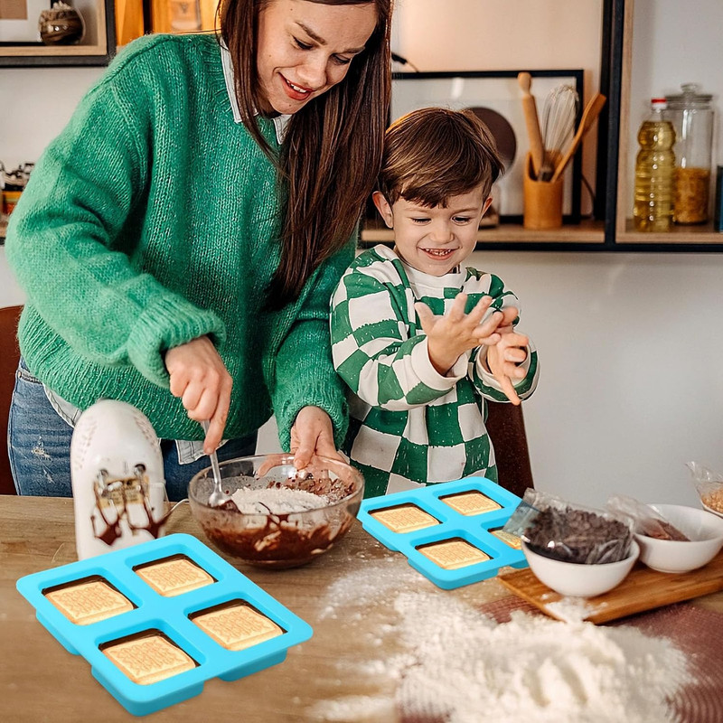 4 Cavity Chocolate Covered Cookie S'Mores Molds, 3Pcs Silicone Square Molds Reus gallery