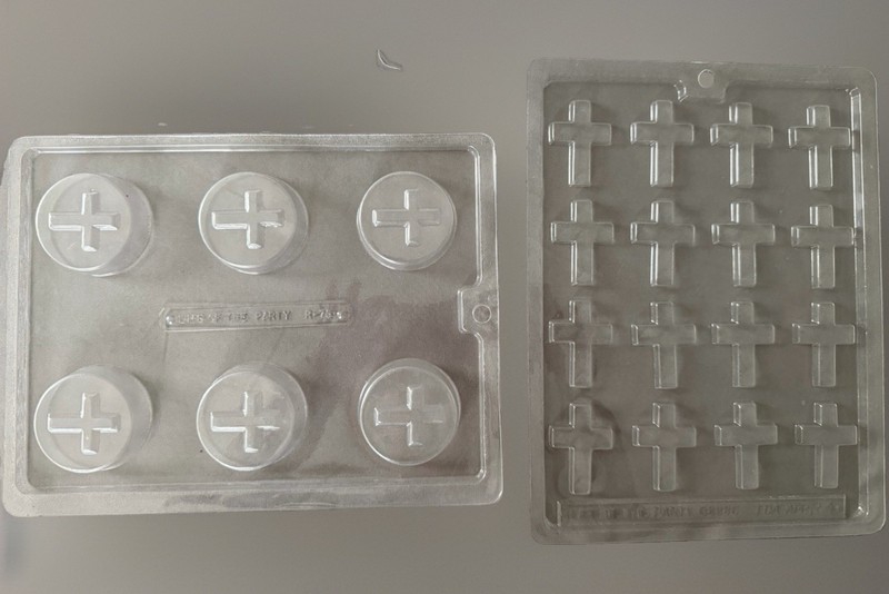 Clear Plastic Cross Chocolate/Candy Mold Sheets Set of 2 Reusable Easy Clean