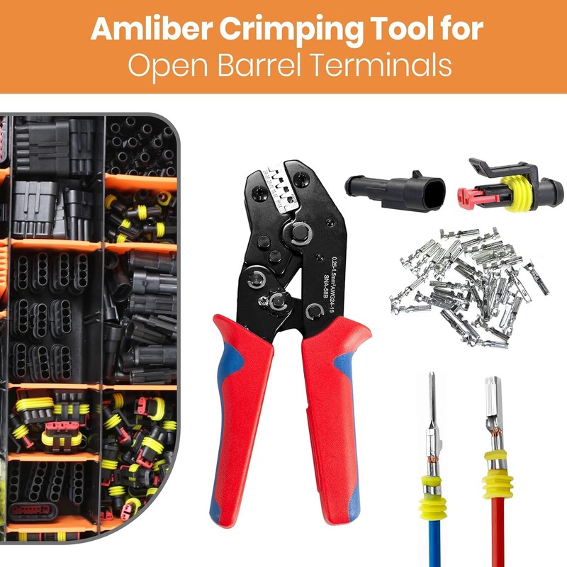 Wire Crimping Tool with Ratchet, Amliber Ratchet Wire Crimper Tool for Open gallery