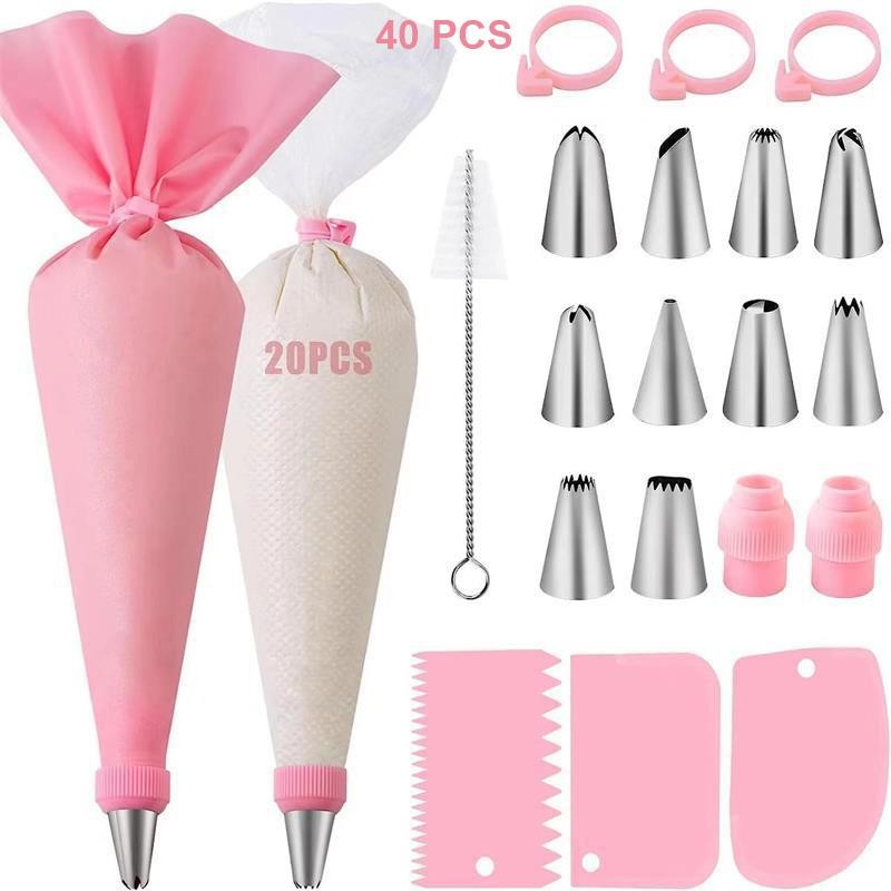 Silicone Piping Bags and Tips Set Stainless Steel Nozzles DIY Cake Decorating gallery