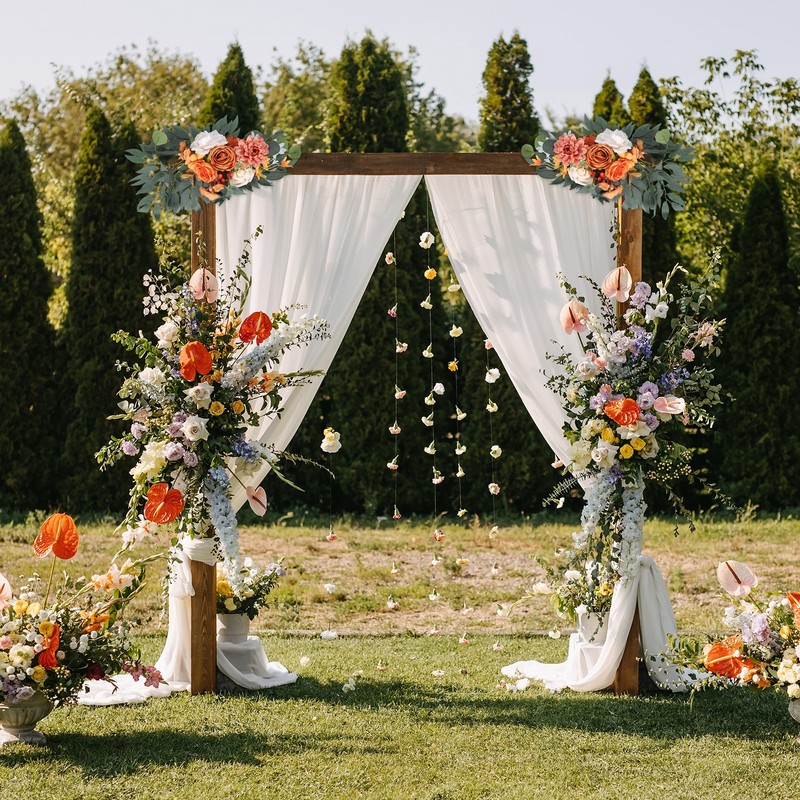 2 Pcs 26" Wedding Arch Flower Artificial Silk Floral Dark Red/Pink gallery