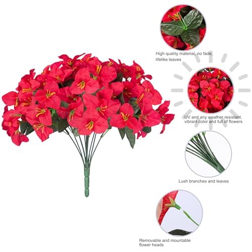 Bougainvillea Artificial Flowers for Outdoors Faux Plants Spring Summer Red gallery