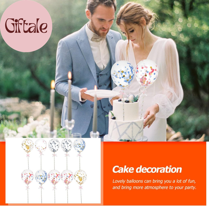10Pcs Balloon Cake Toppers, Confetti Mini Balloons on a Stick for Birthday Party gallery