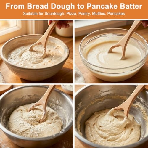 13-Inch Danish Dough Whisk, Traditional Dutch Whisk with Scraper, Long Handle gallery