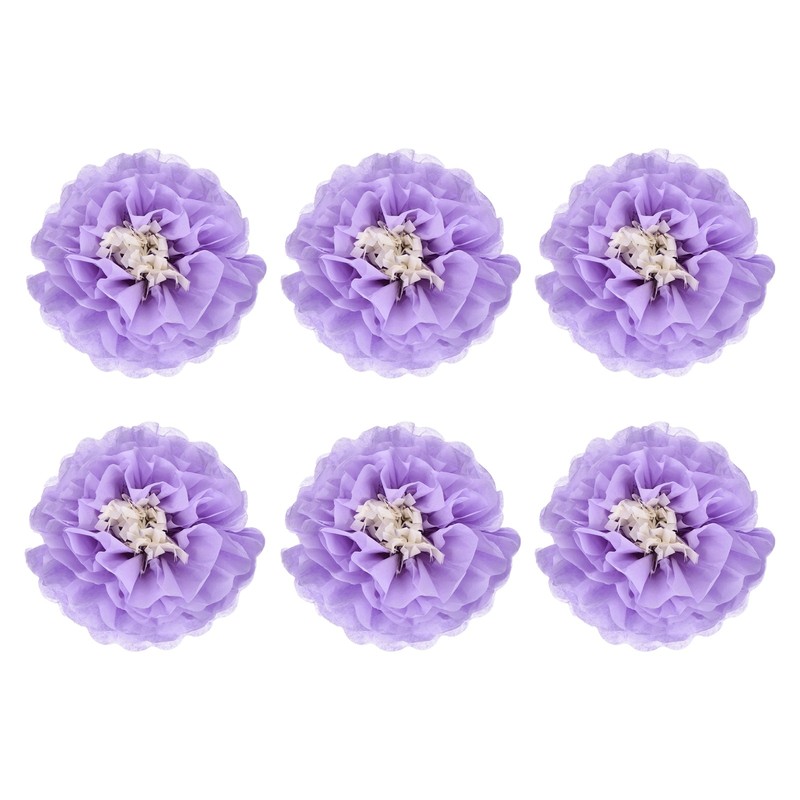 Crepe Paper Flowers, Light Purple Tissue Paper Flowers – 8 x 8 Inch / 6 Pcs