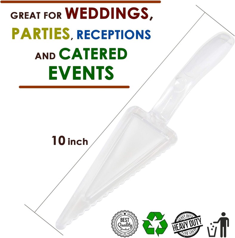 6 Pack 10 Inch Plastic Pie Server - Clear Disposable Cake Servers & Cutter gallery