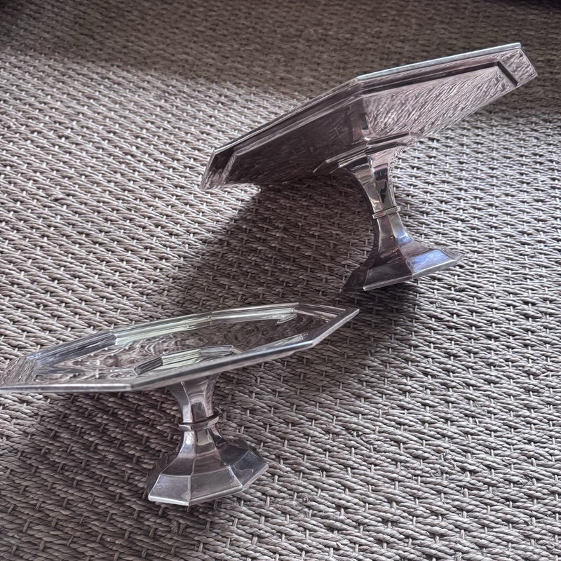 Ralph Lauren Silver Polished Serving Stands Cake Tiered Set of 2 gallery