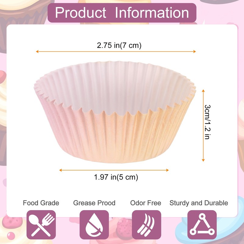 100 Count Cupcake Liners Cupcake Cups Standard Size, Pink Red Gradient gallery