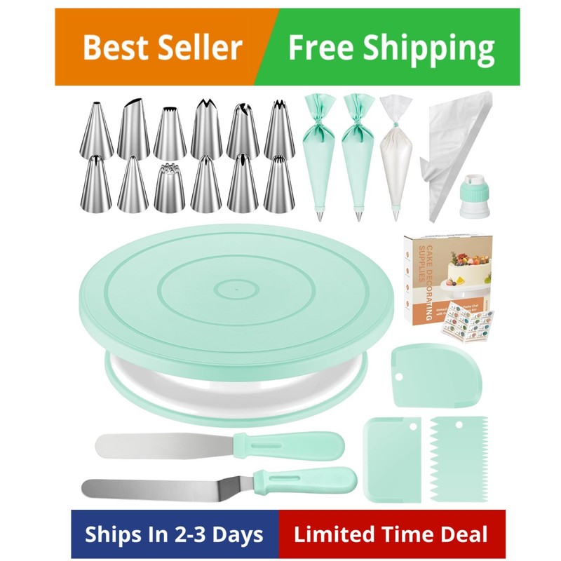71PCs Cake Decorating Kit, Baking Supplies Tools – Includes Cake Stand Turnta…