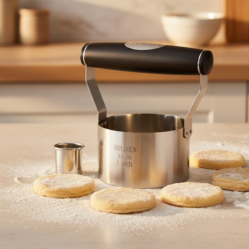 3 inch Biscuit Cutter, Stainless Steel Round Cookies Cutter with Soft Grip Ha…