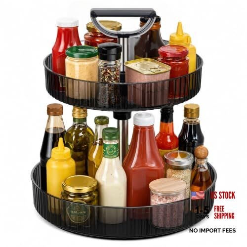 2-Tier Lazy Susan Organizer, 360° Rotating Turntable Organizer Rack, Bathroom