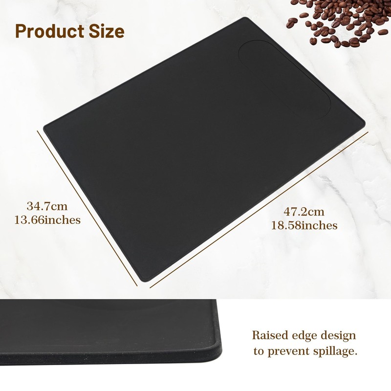 USEAMIE Silicone Mat Under Coffee Machine With Lip Automatic L, black gallery