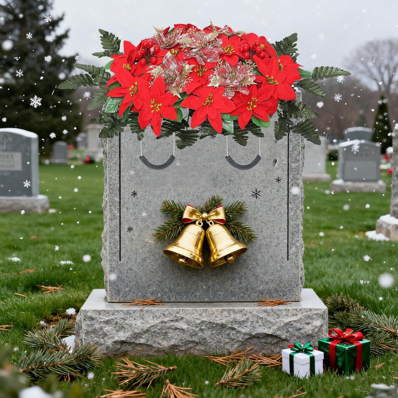 IDMOP Christmas Cemetery Flowers for 27 inches x 19 x 10 inches, Red gallery