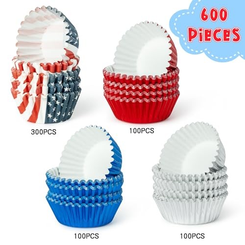 America Mini Cupcake Liners - 600pcs 4th of July Foil Baking Cups America Flag gallery
