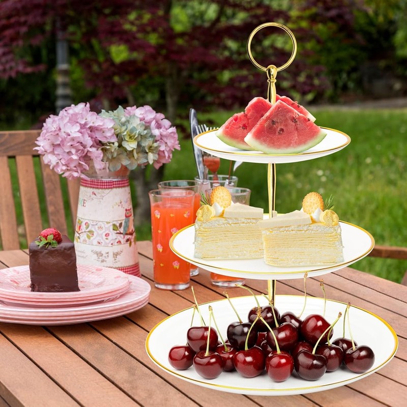 3 Tier Cupcake Stand Plastic Tiered Serving Stand Dessert Tower Tray for Party gallery