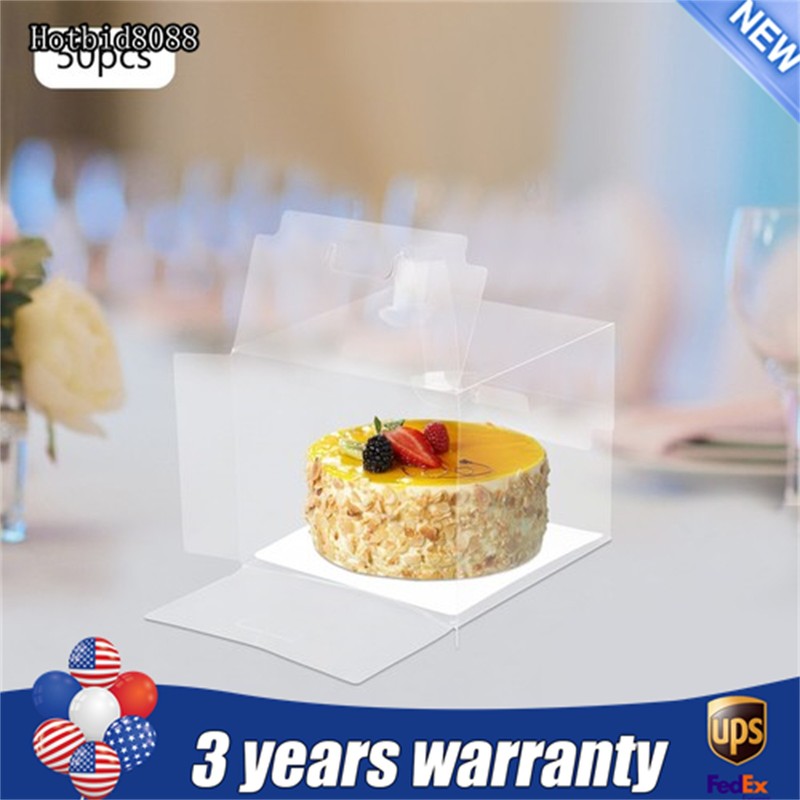 50Pcs Clear Cake Box Cake Display Boxes Cake Display Boxes 5.91*5.91*5.12 in