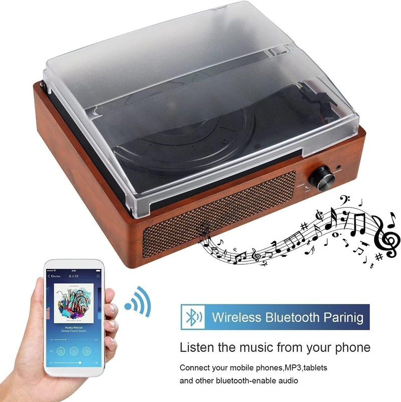Kedok Vinyl Record Player Bluetooth Turntable 2 Built-In Speakers 3-Speed gallery