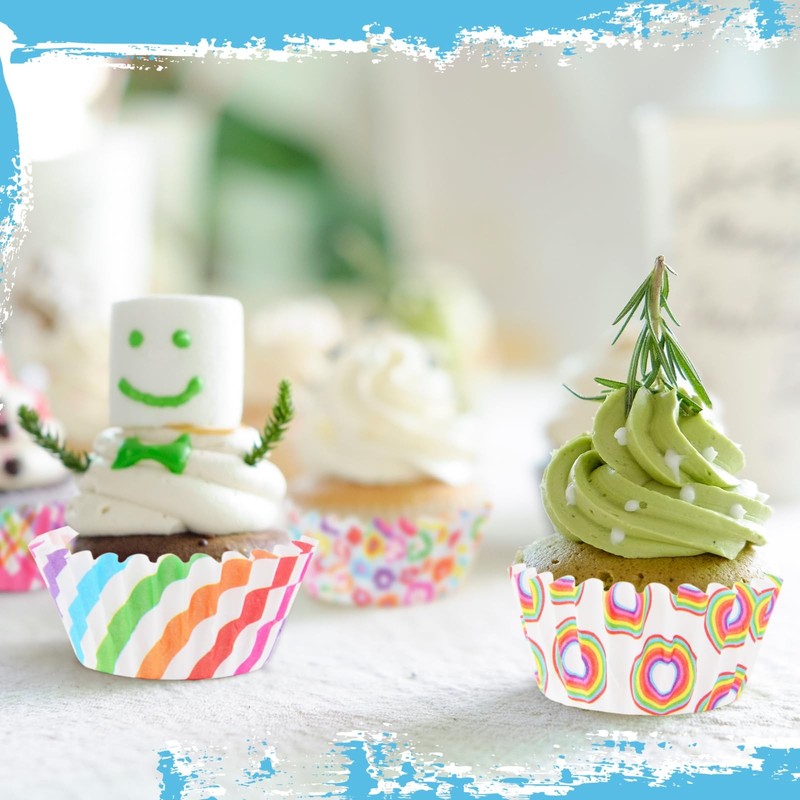 800 Pack Rainbow Mini Cupcake Liners, Colorful Muffin Baking Cups Pride Party gallery