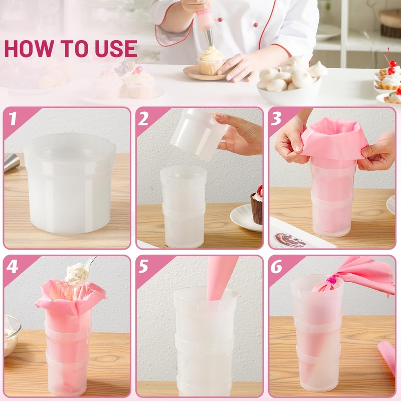 Piping Bag Holder Stand Filling Clear Cream Icing 2 Pack 14 Inch 10 PCS Ties gallery