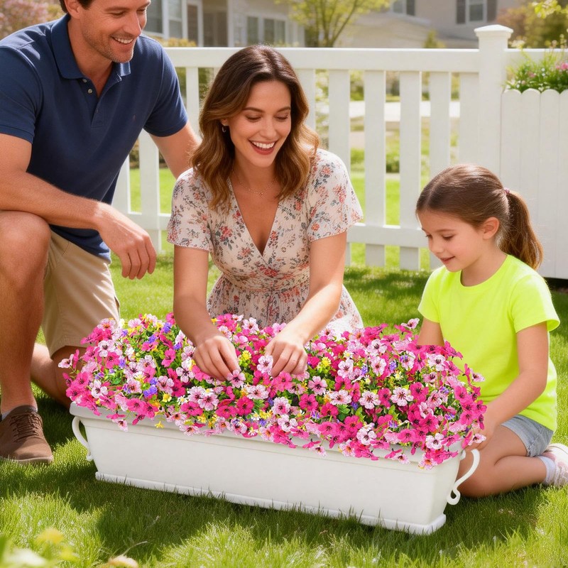 BLEUM CADE 12 Bundles Artificial Flowers for Outdoors, UV 12 Pack, Mixed Pink gallery