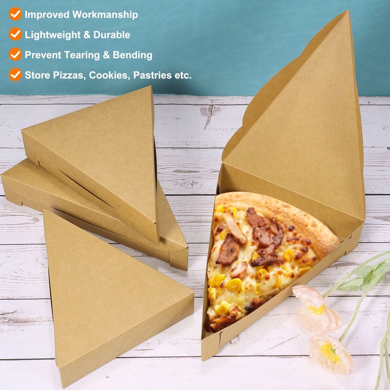 24Pcs Pizza Boxes 205x165x45mm Triangle Pizza Slice Box Brown gallery