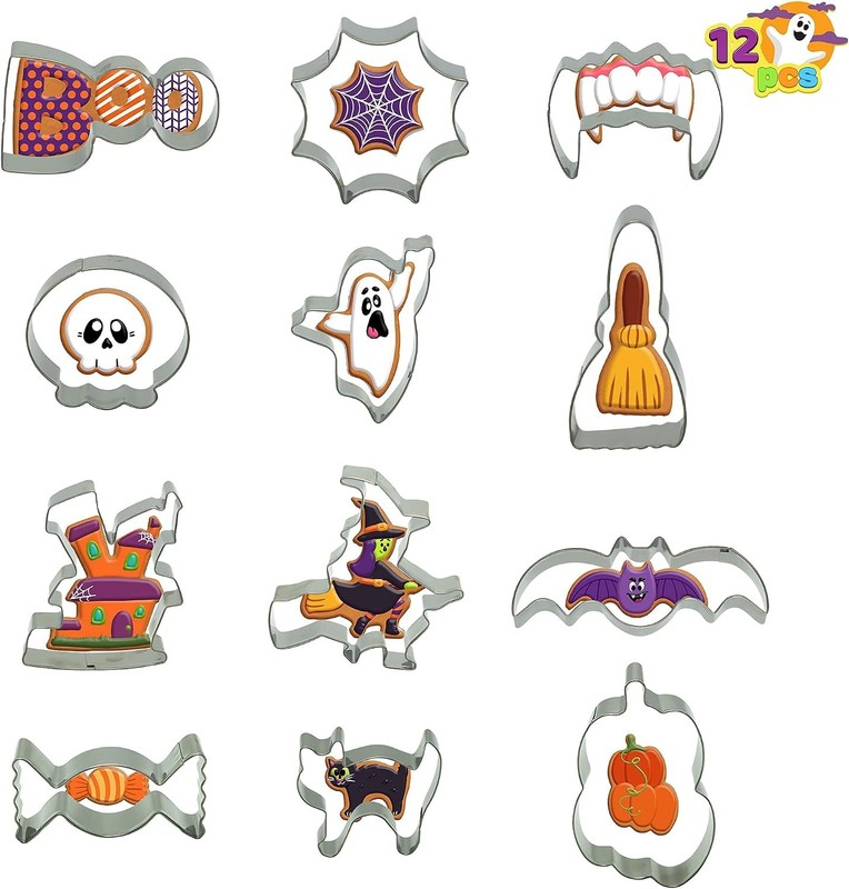 JOYIN Halloween Cookie Cutter Set, 12pc Stainless Steel Cutters For Baking
