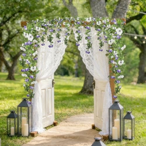 2 Pcs Artificial Flowers Vines Garland Purple Petunias Purple and Light Purple gallery
