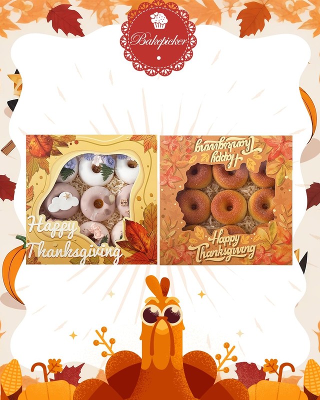 30 PCS Fall Thanksgiving Treat Cookie Boxes Window Leaves Pie 9x9x2.5 Inch gallery