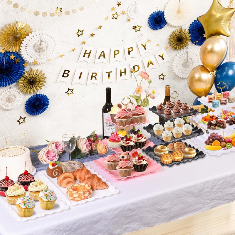 10 Pack Dessert Table Display Set - 4 x Three-Tier Square Cupcake Stands and ... gallery