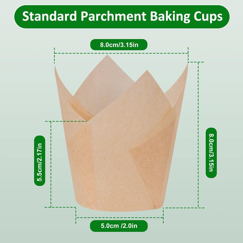 Natural Tulip Cupcake Liners Unbleached Parchment Paper Muffin Cup 150 PCS gallery