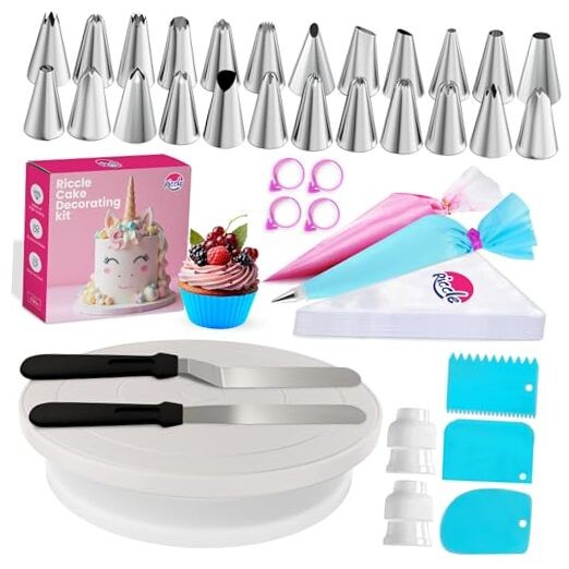 94 pcs Cake Decorating Kit with Cake Turntable – Includes 50pcs 16 Inch