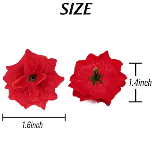 RONYOUNG 55PCS Red Roses Buds Artificial Flowers Bulk, 1.2" Small Silk Fake gallery