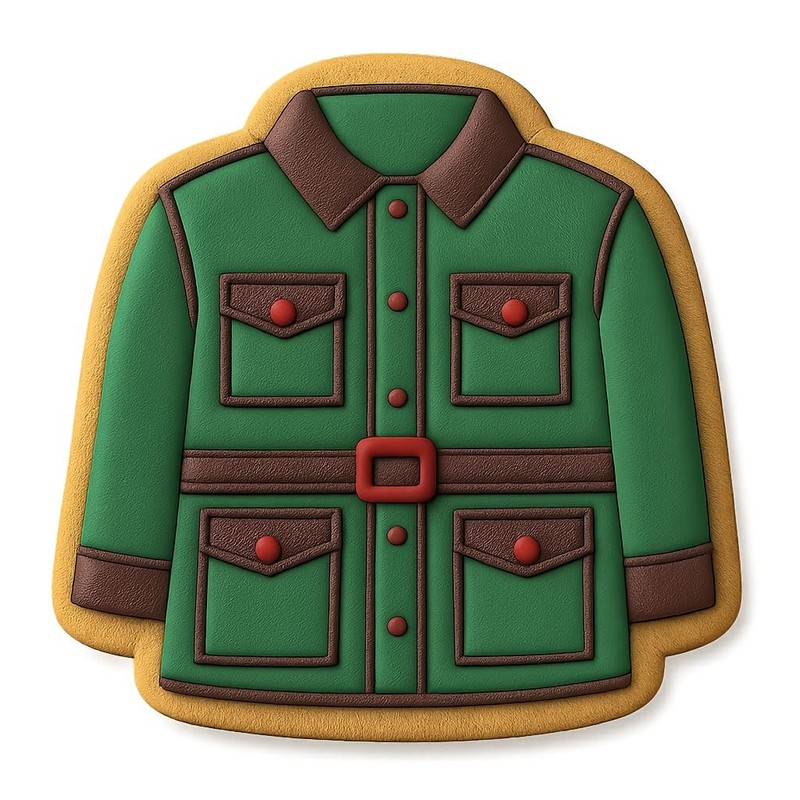Military Jacket Cookie Cutter & Stamp, Fondant & Clay Cutter - 4x4" gallery