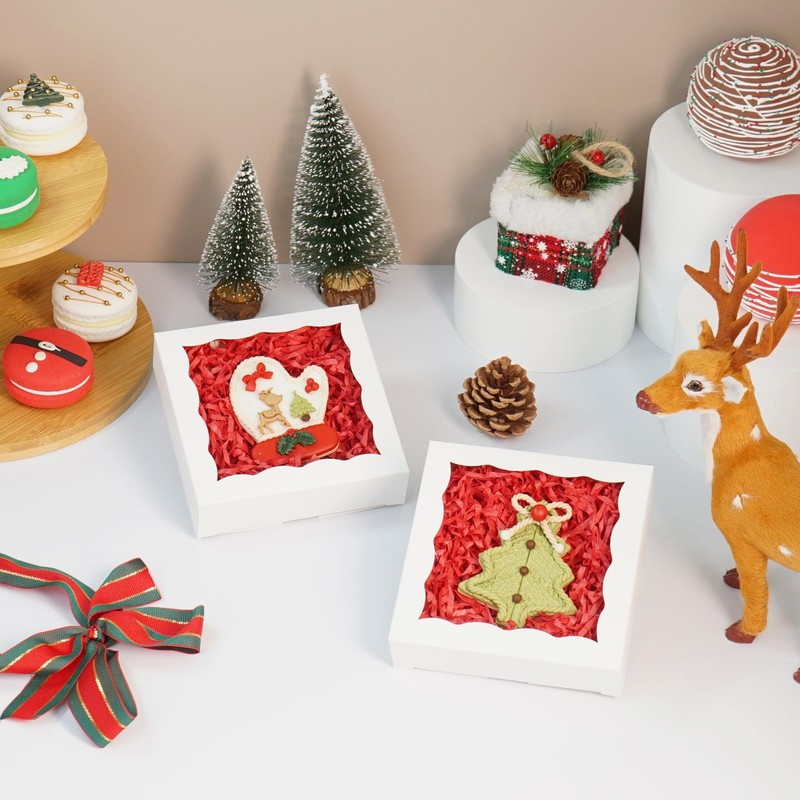 100 Pcs Individual Cookie Boxes 4 1/2" x 4 1/2" x 1 1/5" Small Gift Boxes Sin... gallery