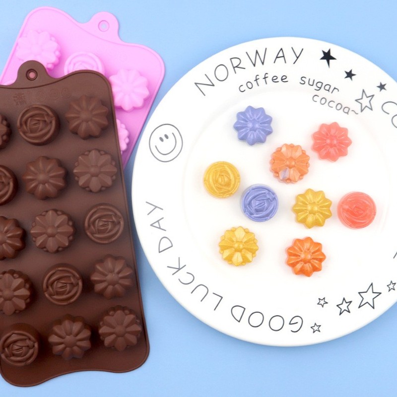 2pcs 15 inch 3D small flower silicone chocolate mold baking tool