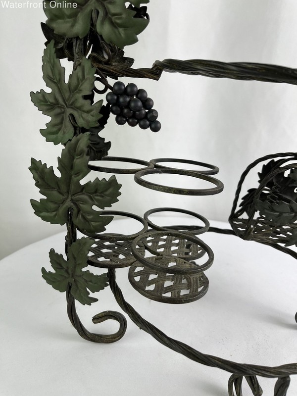 Vintage Folding Wrought Iron Grape Design Pie Plate Display Stand Caddy gallery