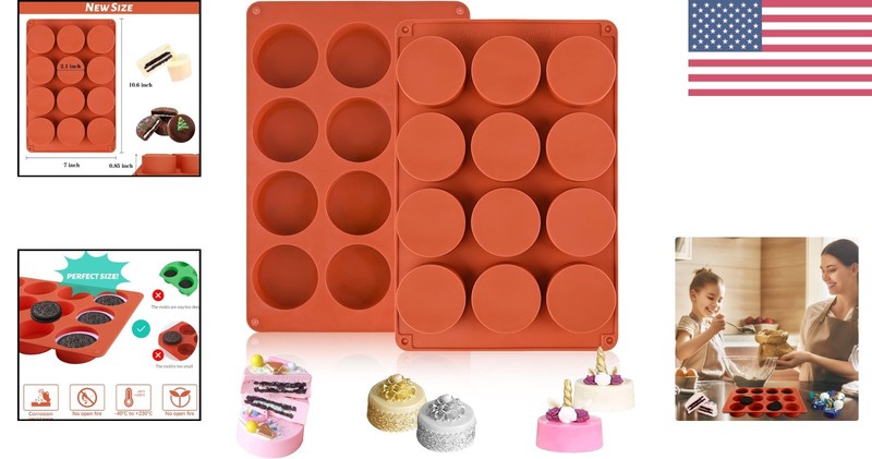2 Pack Silicone Chocolate Cookie Molds - 12 Cavity 2.1" Round Treats gallery
