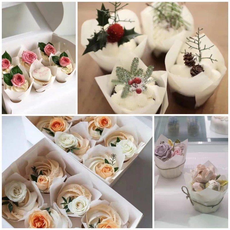 500 Pcs Large White Tulip Baking Cups 2.25" Base x 4" Greaseproof Muffin Liners gallery