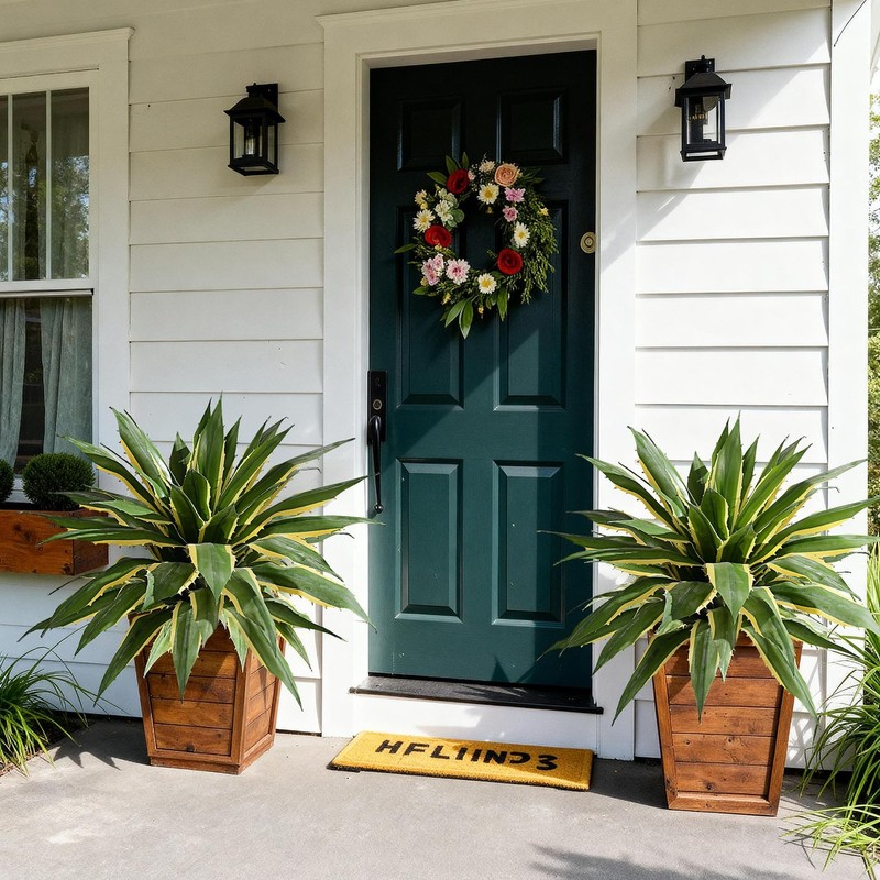 Yarmare Artificial Agave Plant Fake Agave Planters For Indoor Outdoor Faux gallery