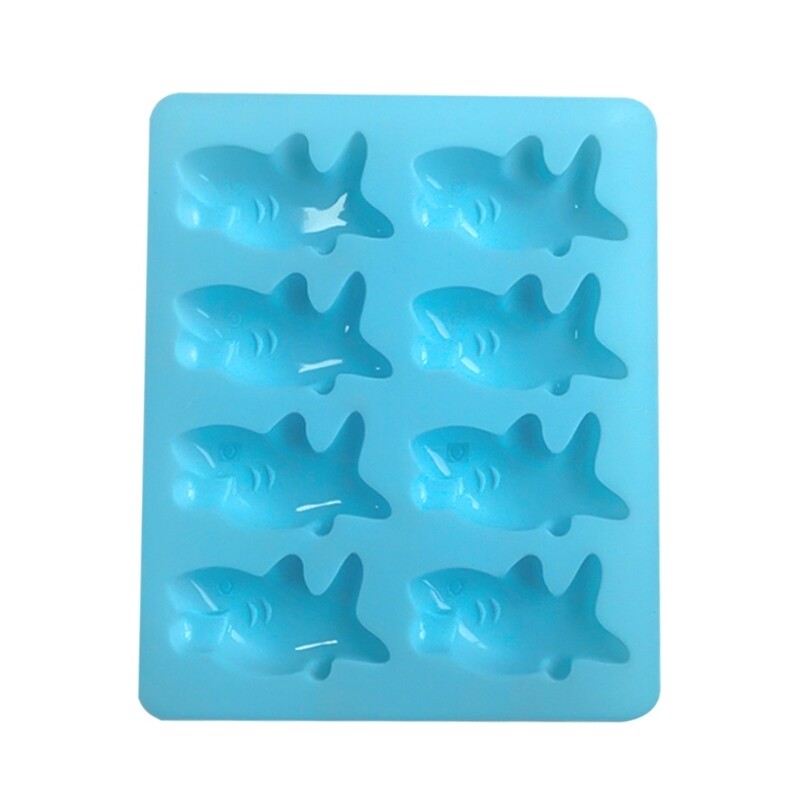 8-Cavity Shark Shaped Silicone Resin Mold 3D Fondant Mould Baking DIY Supplies