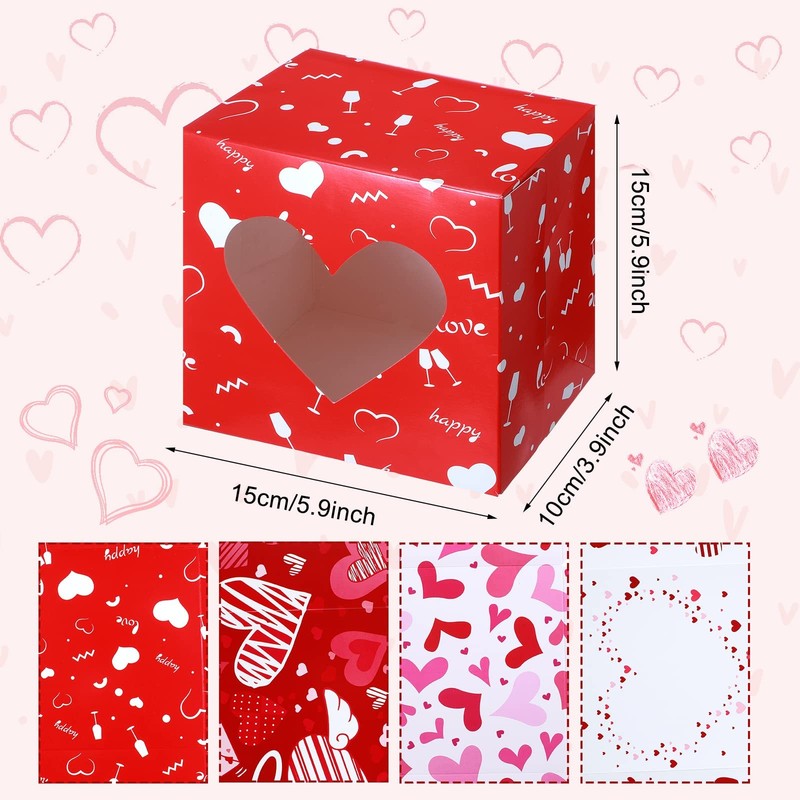 16 Pieces Large Valentine's Day Cookie Boxes with Windows 6 x 6 x 4 Inch Vale... gallery