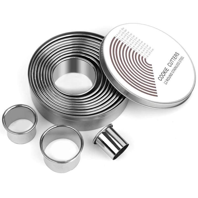 12 Pcs Donut Hole Cookie Biscuit Cutter Set for Baking, Graduated Doughnut Round