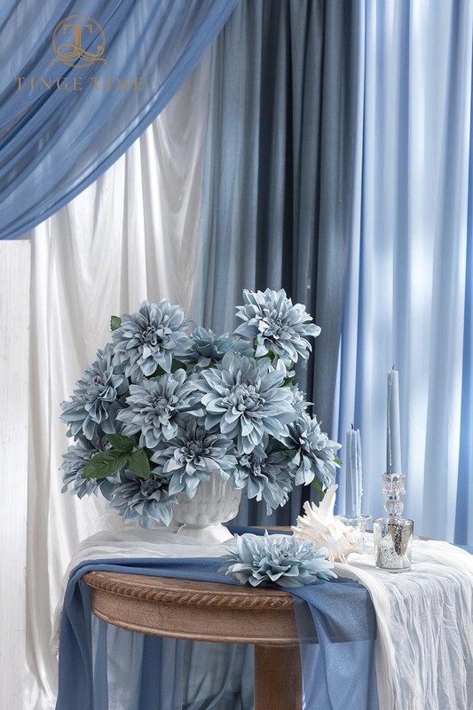 Tinge Time Artificial Flowers 20Pcs Silk Dahlia 5/6 Fake Flowers For Diy gallery