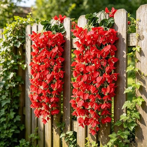 Faux Bougainvillea Artificial Flowers Plants for Outdoor Outside 1pcs Red gallery